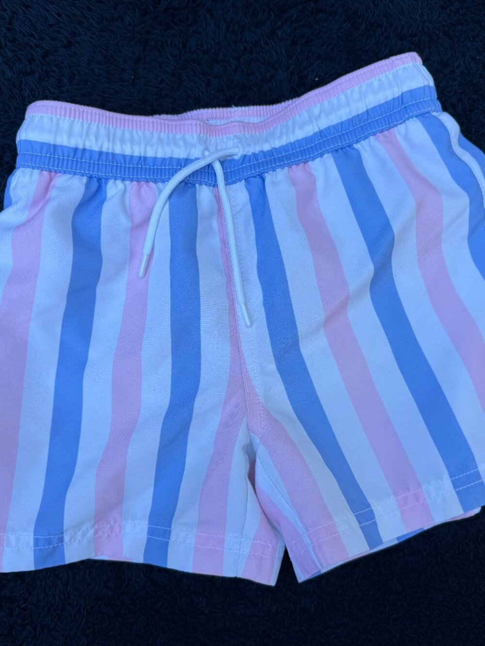 Janie and Jack Boys Size 4 Pink Blue Striped Swim Trunks